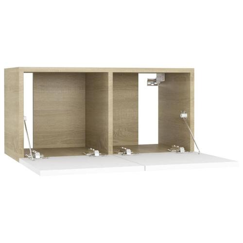 Væghængt tv-skab 60x30x30 cm hvid og sonoma-eg