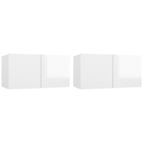 Væghængte tv-skabe 2 stk. 60x30x30 cm hvid højglans