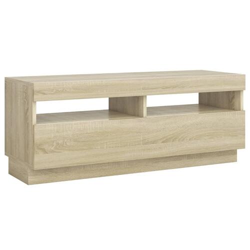 Tv-bord med LED-lys 100x35x40 cm sonoma-eg