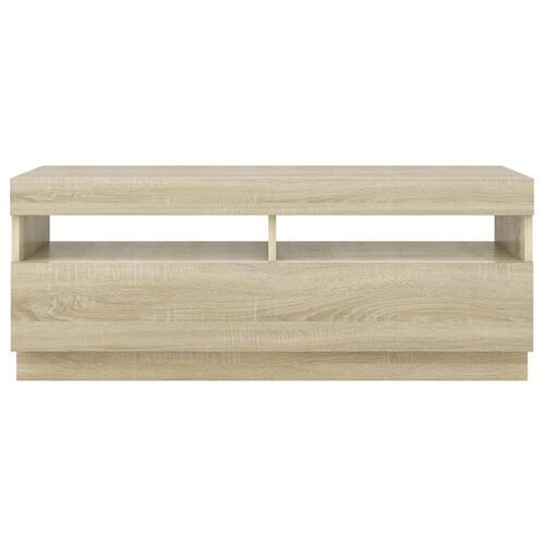 Tv-bord med LED-lys 100x35x40 cm sonoma-eg