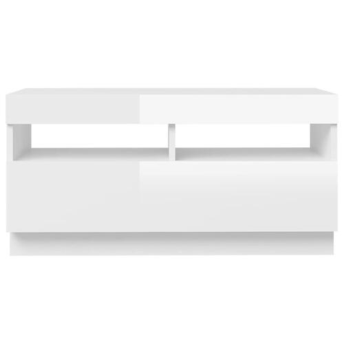 Tv-skab med LED-lys 80x35x40 cm hvid højglans