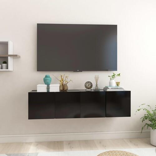 Væghængte tv-skabe 2 stk. 60x30x30 cm sort