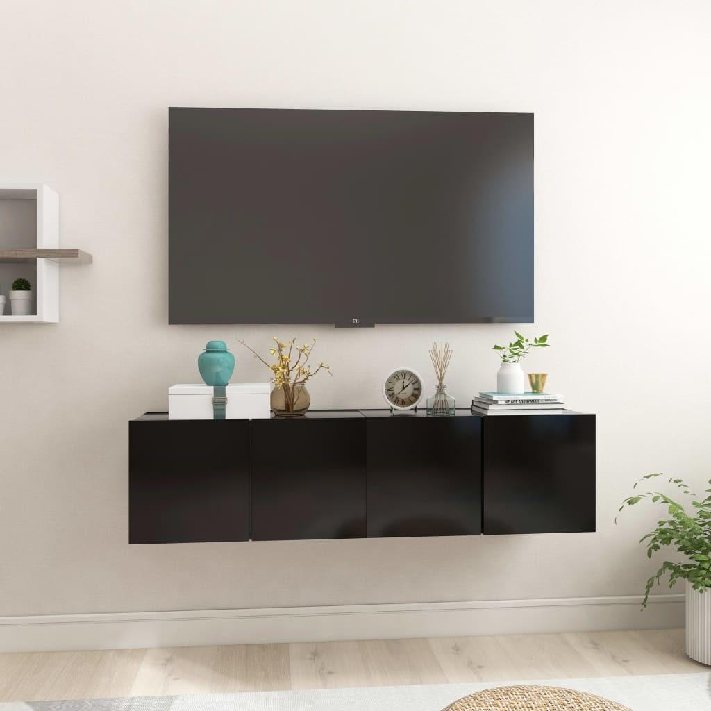 Væghængte tv-skabe 2 stk. 60x30x30 cm sort