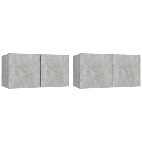 Væghængte tv-skabe 2 stk. 60x30x30 cm betongrå
