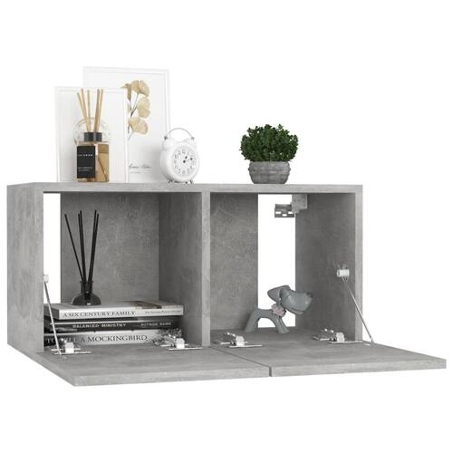 Væghængte tv-skabe 2 stk. 60x30x30 cm betongrå