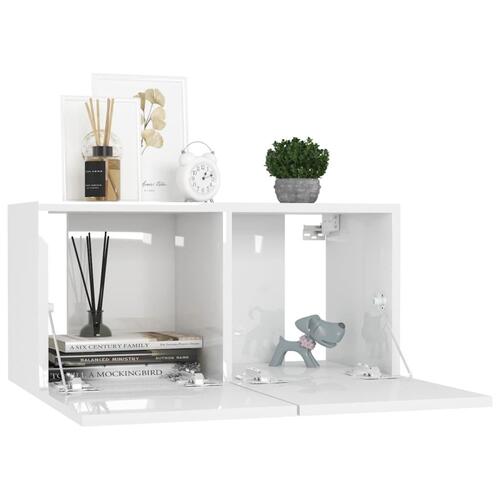 Væghængt tv-skab 60x30x30 cm hvid højglans