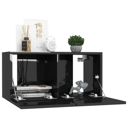 Væghængt tv-skab 60x30x30 cm sort højglans