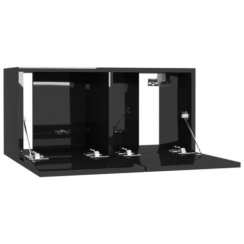 Væghængt tv-skab 60x30x30 cm sort højglans