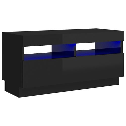 Tv-skab med LED-lys 80x35x40 cm sort højglans