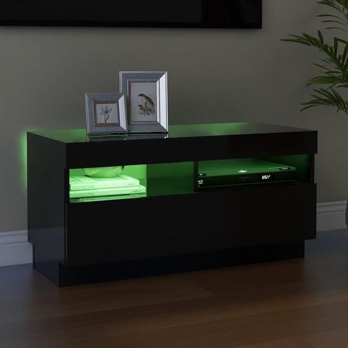 Tv-skab med LED-lys 80x35x40 cm sort højglans