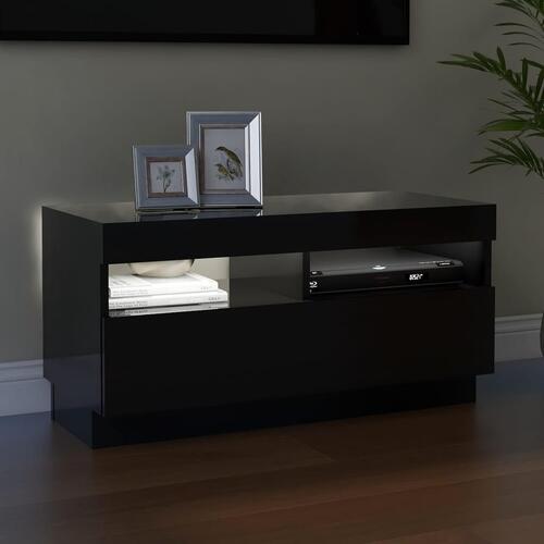 Tv-skab med LED-lys 80x35x40 cm sort højglans