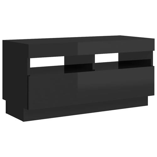 Tv-skab med LED-lys 80x35x40 cm sort højglans