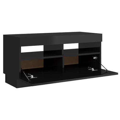 Tv-skab med LED-lys 80x35x40 cm sort højglans