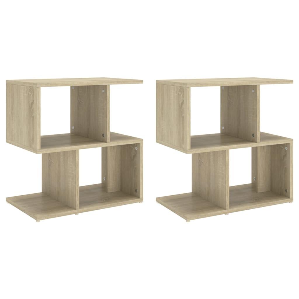 Sengeskabe 2 stk. 50x30x51,5 cm spånplade sonoma-eg