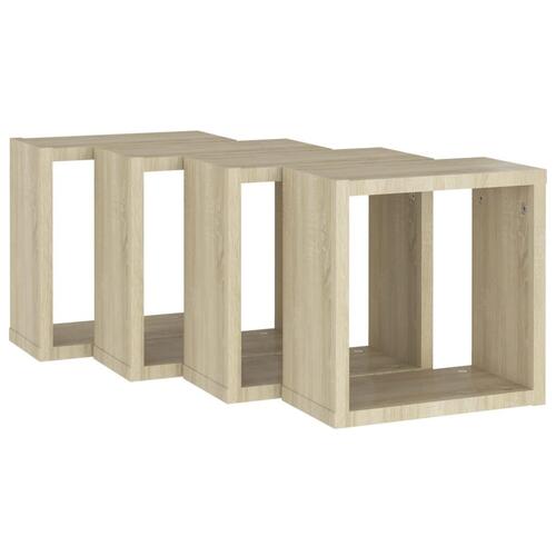 Væghylder 4 stk. 30x15x30 cm kubeformet sonoma-eg