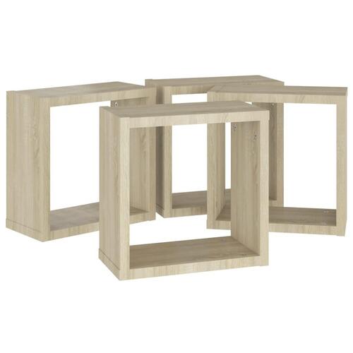 Væghylder 4 stk. 30x15x30 cm kubeformet sonoma-eg