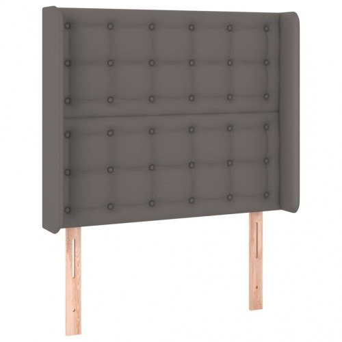 Kontinentalseng med LED-lys 80×200 cm - kunstlæder, grå