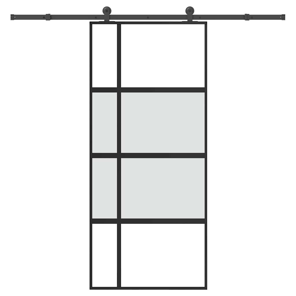 Skydedør med hardwaresæt 90x205 cm hærdet glas og aluminium billede