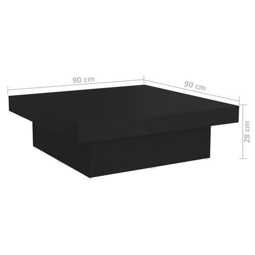 Sofabord 90x90x28 cm konstrueret træ sort