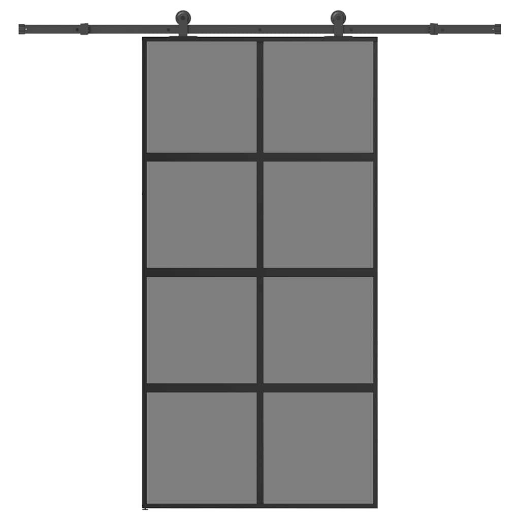 Skydedør med hardwaresæt 102,5x205 cm hærdet glas og aluminium billede
