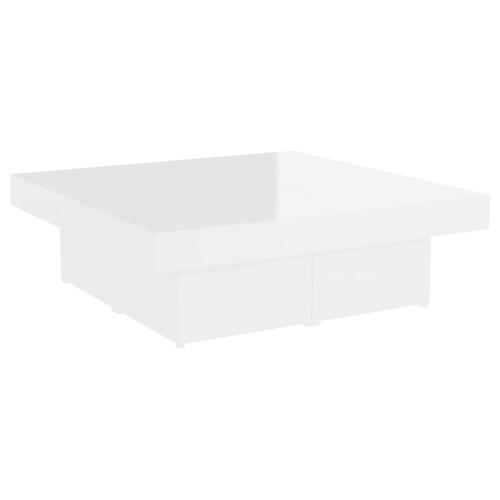 Sofabord 90x90x28 cm konstrueret træ hvid højglans