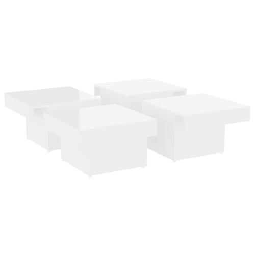Sofabord 90x90x28 cm konstrueret træ hvid højglans