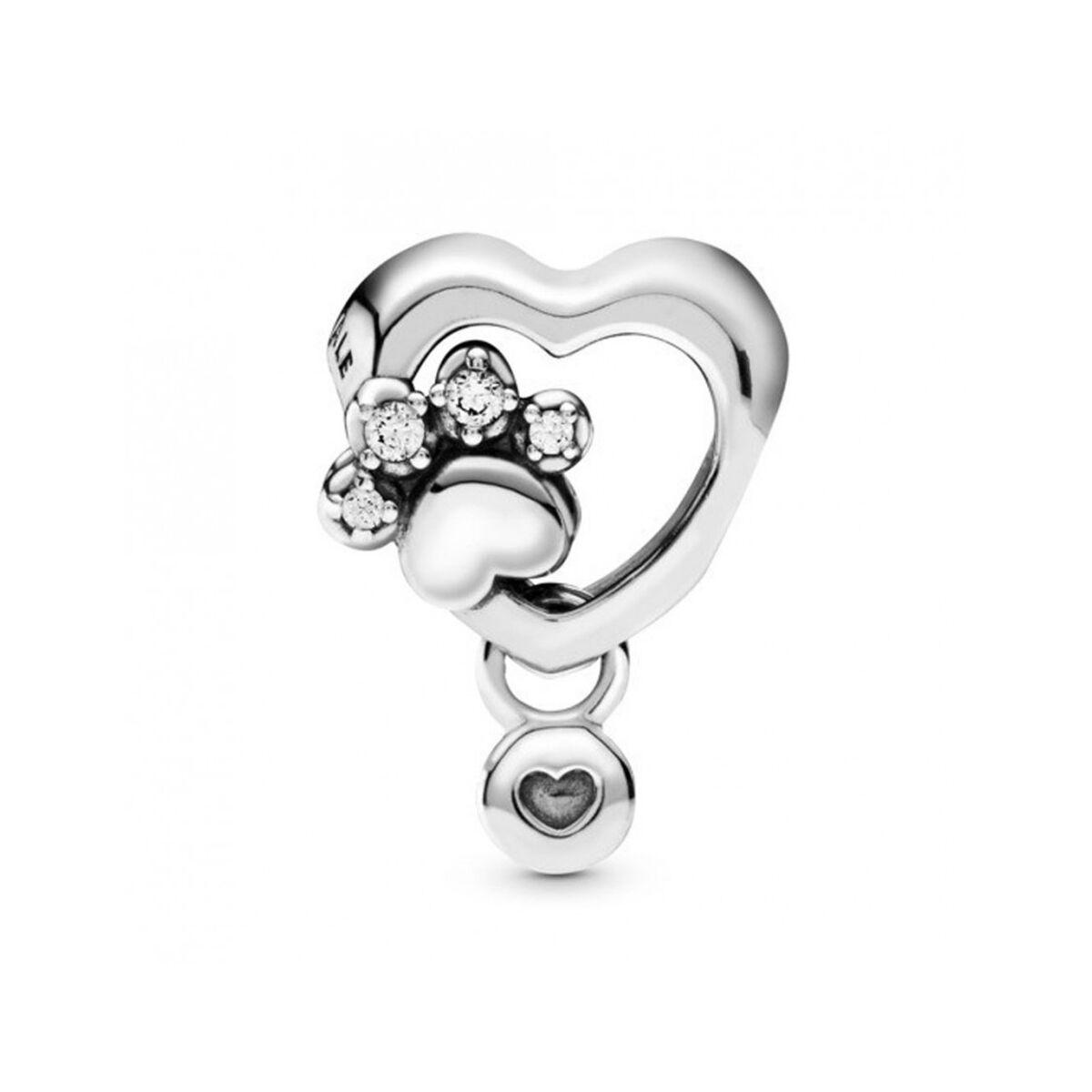 Pandora Sparkling Paw Print & Heart charm i sterling sølv