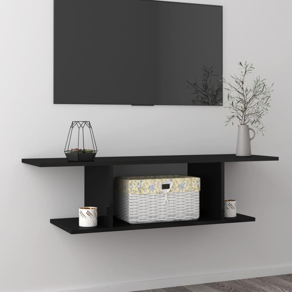 Væghængt tv-skab 103x30x26,5 cm sort højglans