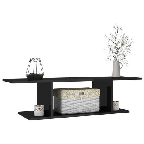 Væghængt tv-skab 103x30x26,5 cm sort højglans