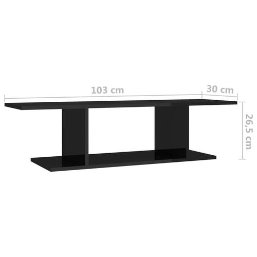 Væghængt tv-skab 103x30x26,5 cm sort højglans