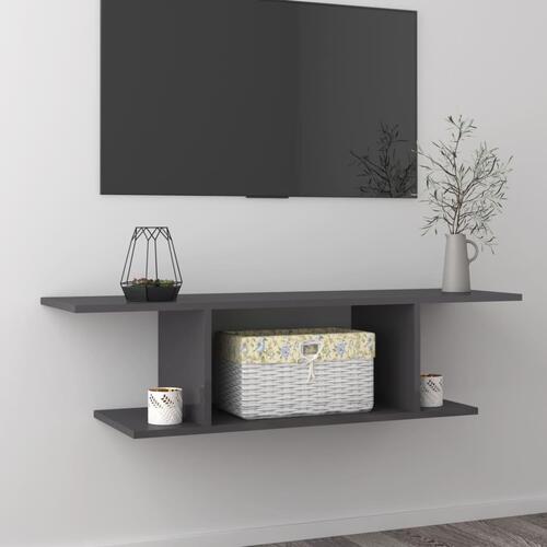 Væghængt tv-skab 103x30x26,5 cm grå højglans