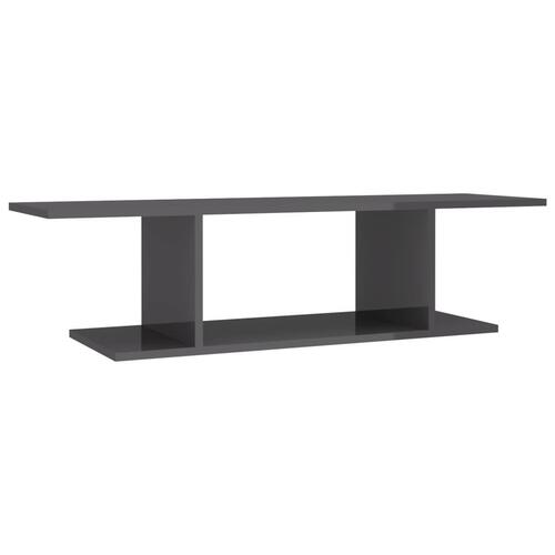Væghængt tv-skab 103x30x26,5 cm grå højglans