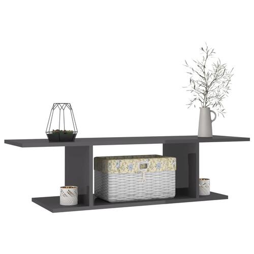 Væghængt tv-skab 103x30x26,5 cm grå højglans