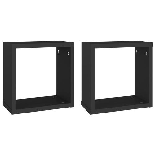 Væghylder 2 stk. 30x15x30 cm kubeformet sort