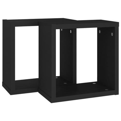 Væghylder 2 stk. 30x15x30 cm kubeformet sort