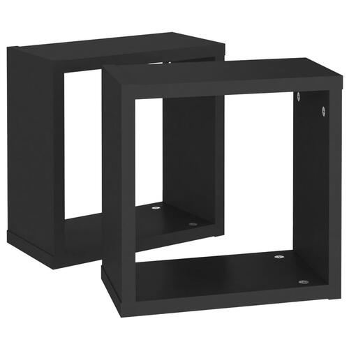 Væghylder 2 stk. 30x15x30 cm kubeformet sort