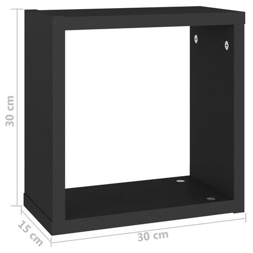 Væghylder 2 stk. 30x15x30 cm kubeformet sort