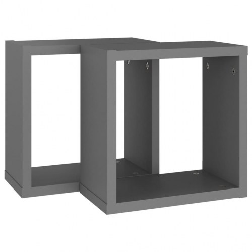 Væghylder 2 stk. 30x15x30 cm kubeformet grå