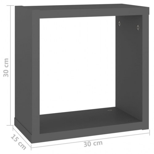 Væghylder 2 stk. 30x15x30 cm kubeformet grå