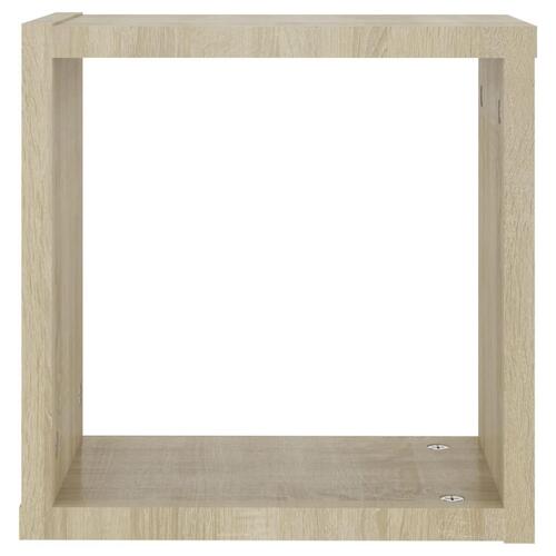 Væghylder 2 stk. 30x15x30 cm kubeformet sonoma-eg