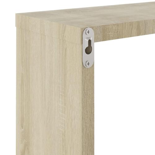 Væghylder 2 stk. 30x15x30 cm kubeformet sonoma-eg