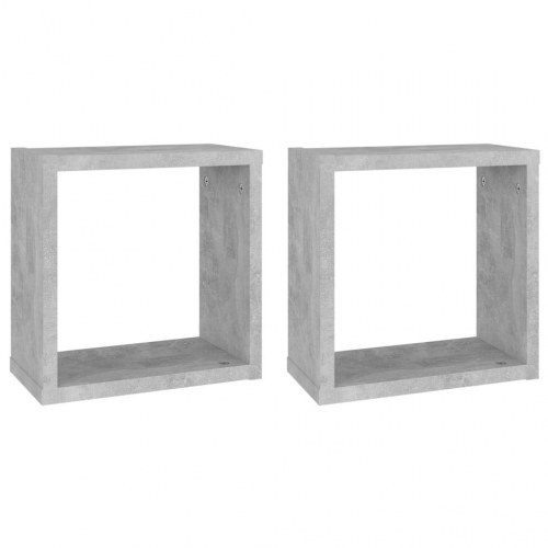 Kubeformede væghylder 2 stk. - 30×15×30 cm, betongrå
