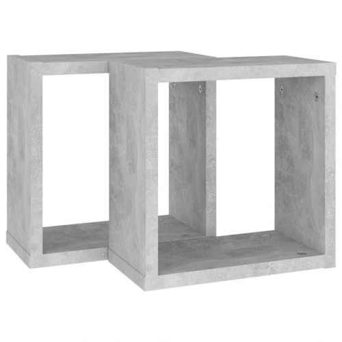 Kubeformede væghylder 2 stk. - 30×15×30 cm, betongrå