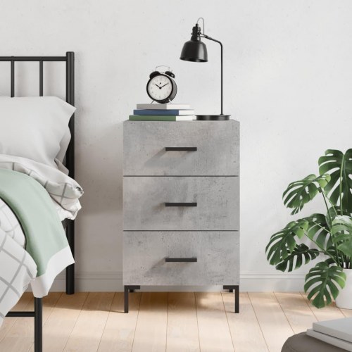 Sengebord 40 × 40 × 66 cm i konstrueret træ - betongrå med metalfødder
