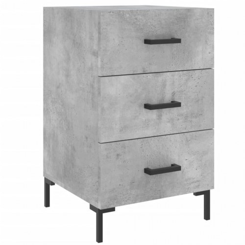 Sengebord 40 × 40 × 66 cm i konstrueret træ - betongrå med metalfødder