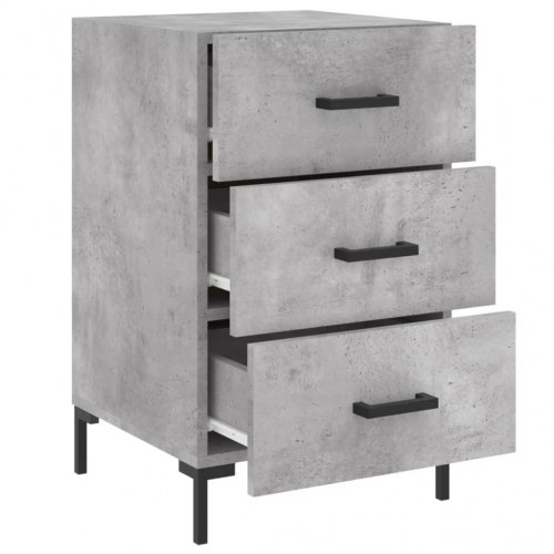 Sengebord 40 × 40 × 66 cm i konstrueret træ - betongrå med metalfødder