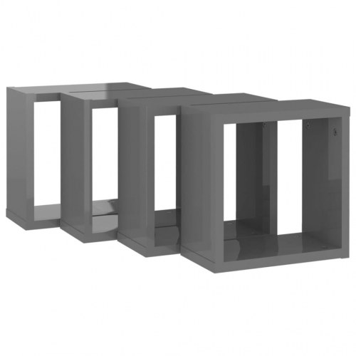 Væghylder 4 stk. 30x15x30 cm kubeformet grå højglans