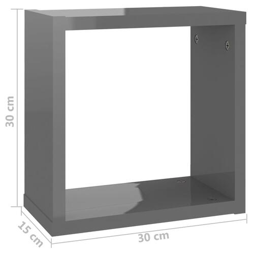 Væghylder 4 stk. 30x15x30 cm kubeformet grå højglans