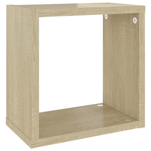 Væghylder 2 stk. 26x15x26 cm kubeformet sonoma-eg