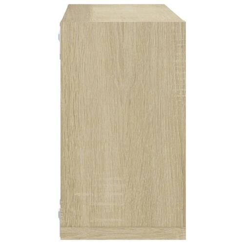 Væghylder 2 stk. 26x15x26 cm kubeformet sonoma-eg